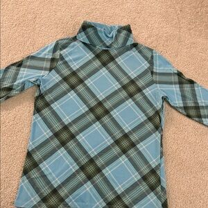 Talbots Light Blue Plaid Turtleneck Tee